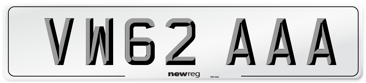 VW62 AAA Number Plate from New Reg